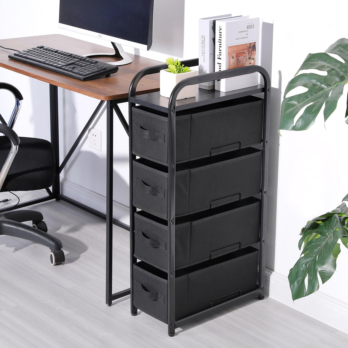 MAX Houser removable fabric drawers with handles for easy access.