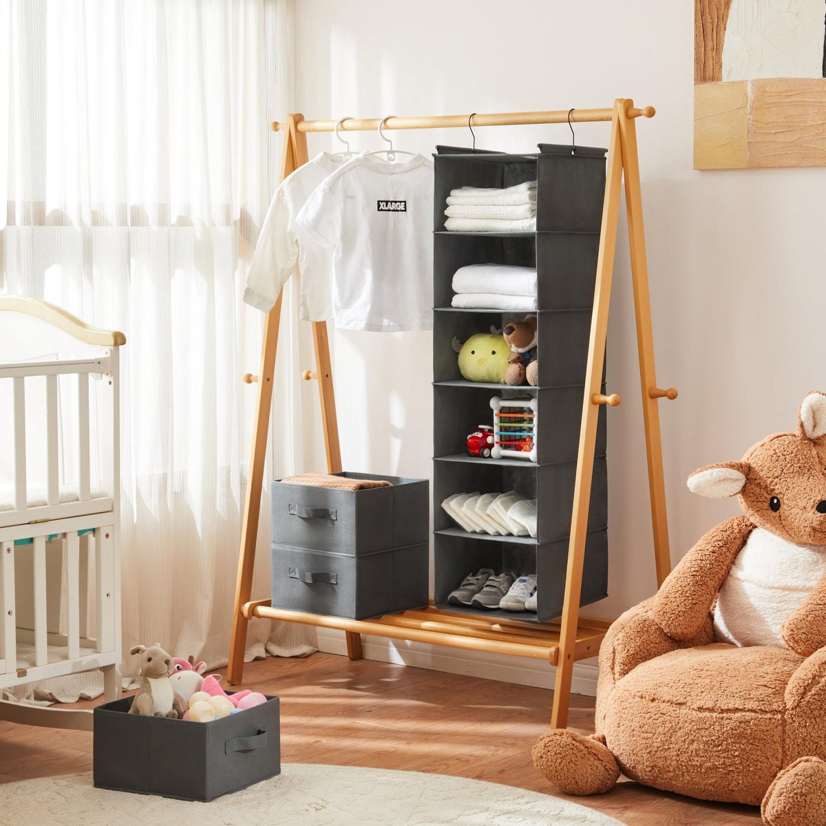MAX Houser strong hook system supporting heavier items in the closet.