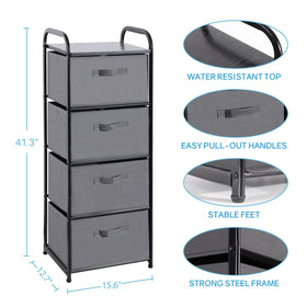 MAX Houser dresser with wood top provides sturdy surface for lamps.