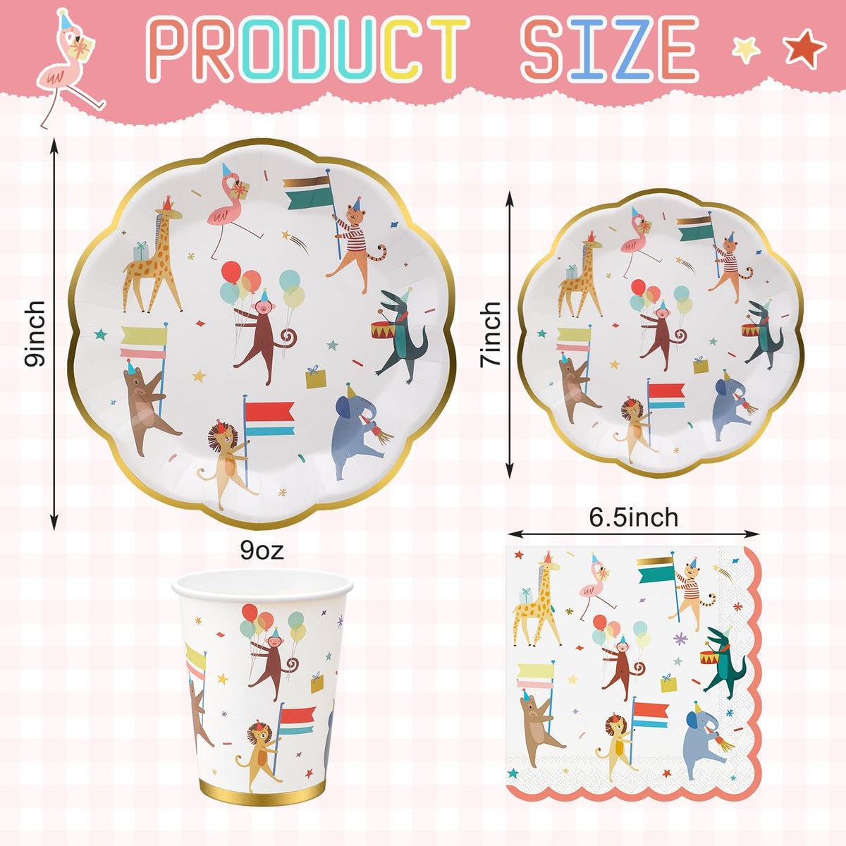 Maxdot Animal Parade 7-inch plates featuring cute animals for kid-friendly snacks.