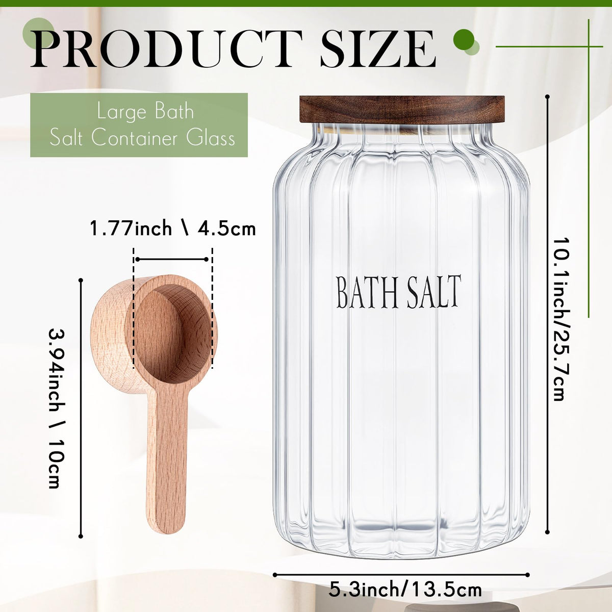 Maxdot glass jar with vertical lines enhances bathroom décor while keeping contents fresh.
