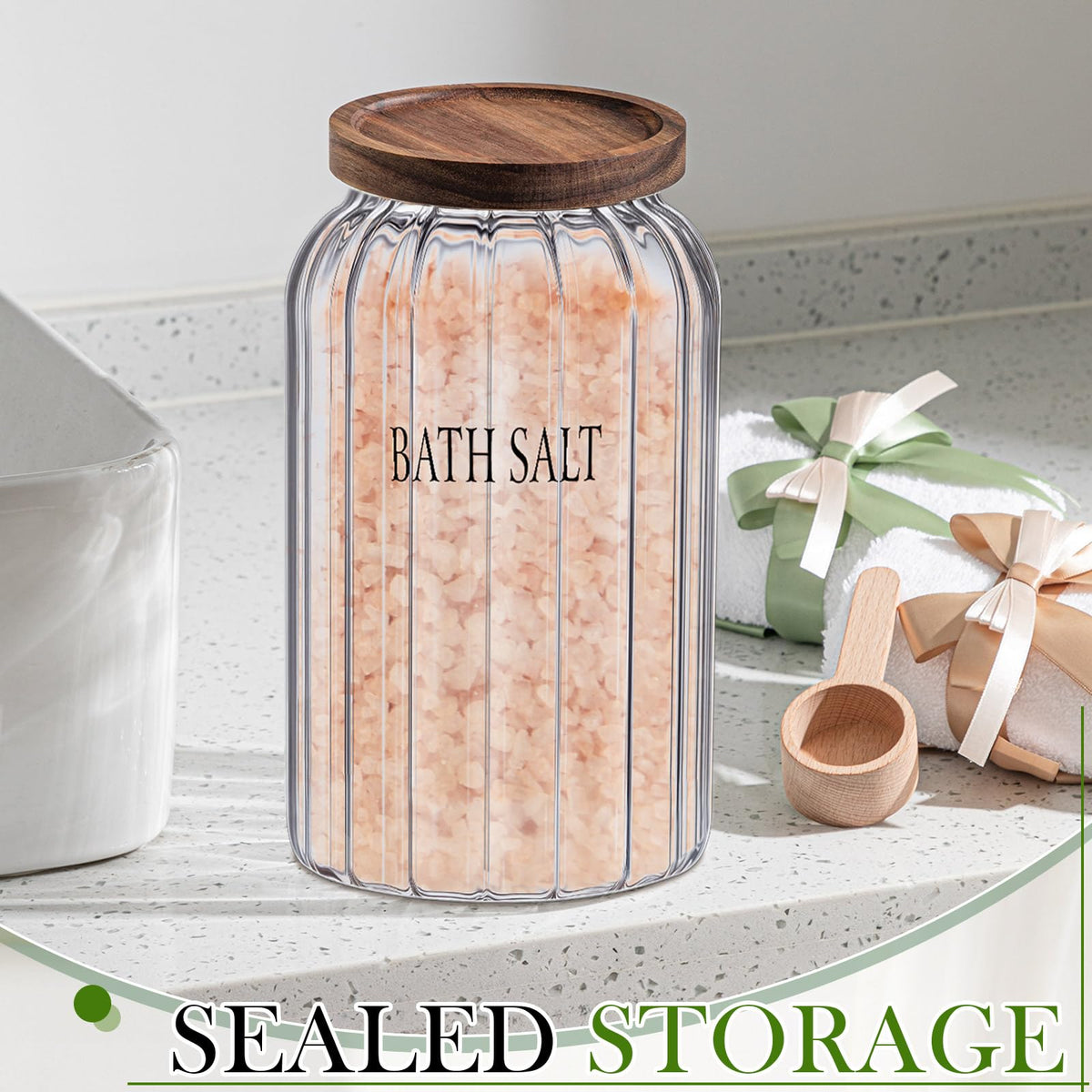 Maxdot large-capacity jar fits bulk storage needs in kitchen or bath.