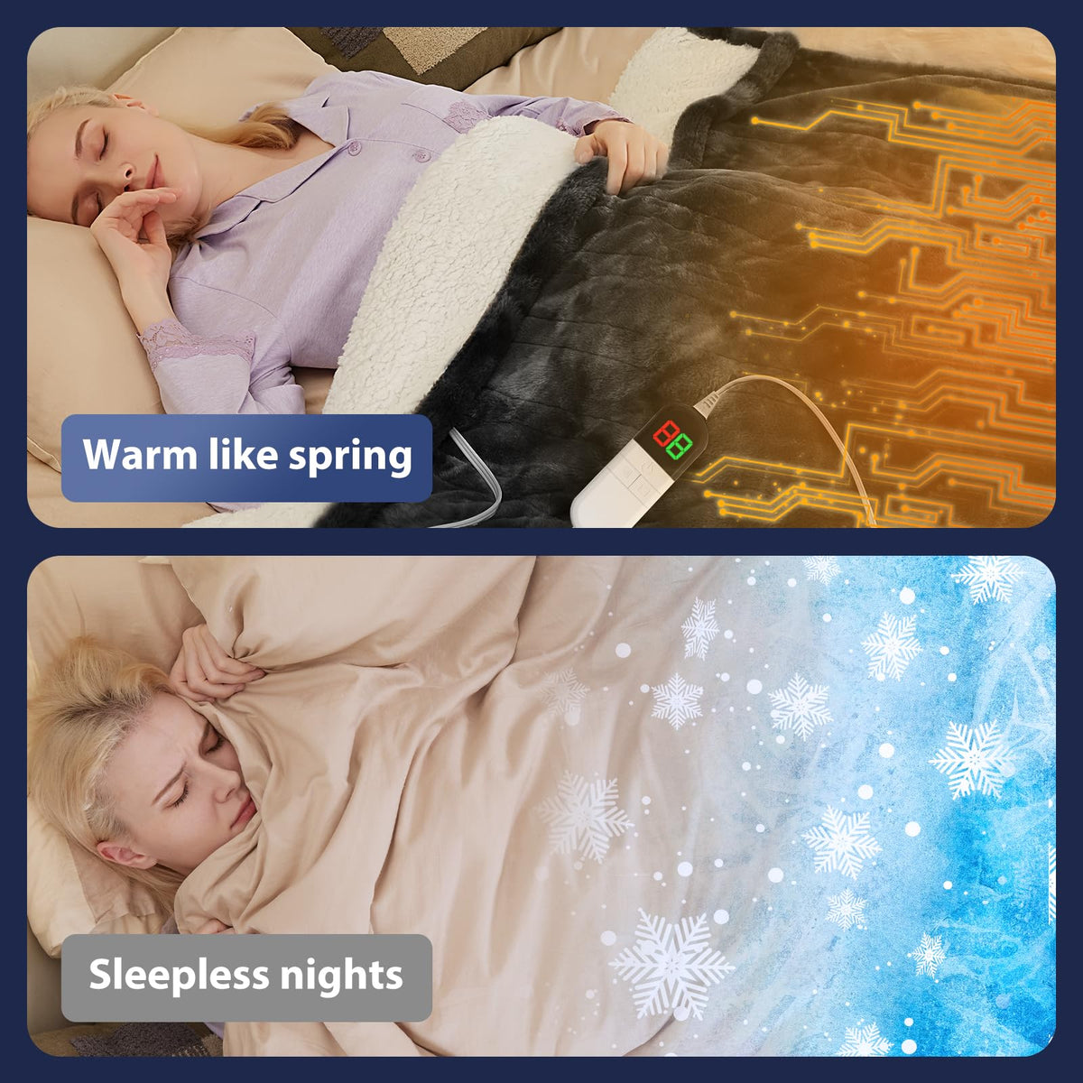 MAXEVE heated throw shows heat-wires coverage for even warmth