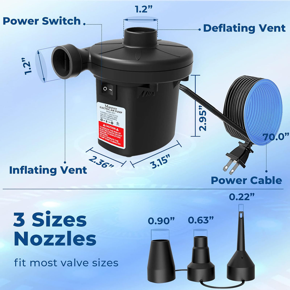 MAXEVER Quick-Fill Pump deflating mode helps compact storage after use.