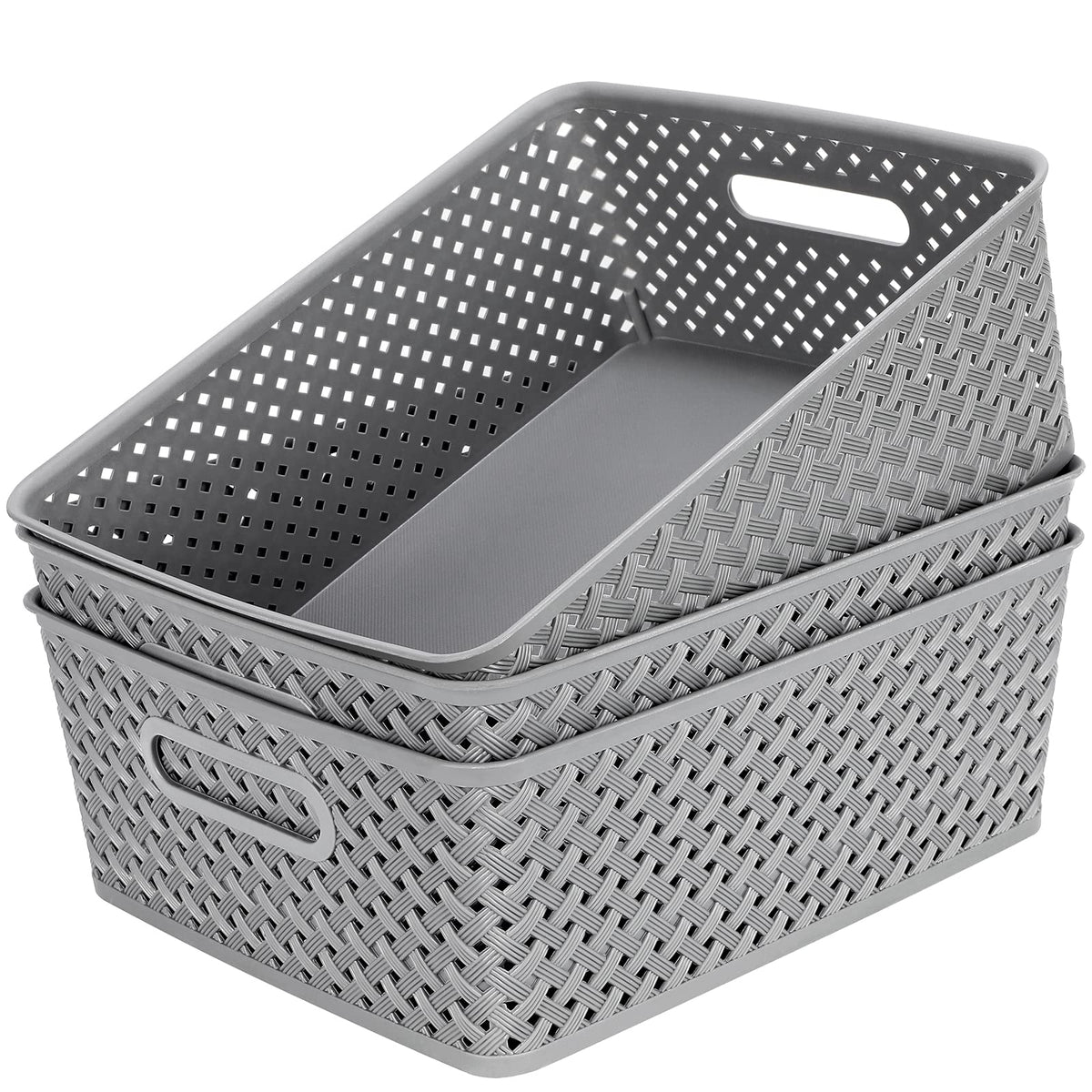 MaxGear 3-pack storage baskets for tidy organization on shelves