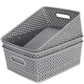MaxGear 3-pack storage baskets for tidy organization on shelves