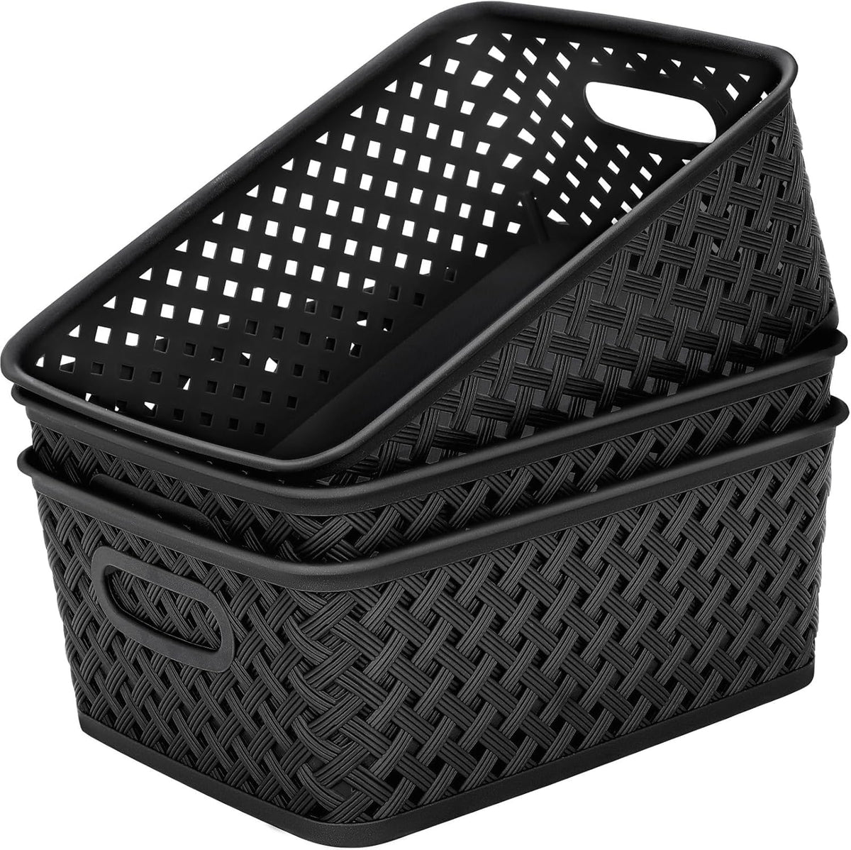MaxGear organization 3-pack bins neatly stack for fast room decluttering.