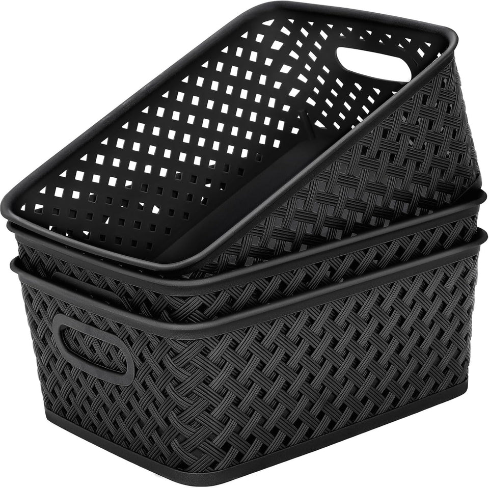 MaxGear organization 3-pack bins neatly stack for fast room decluttering.