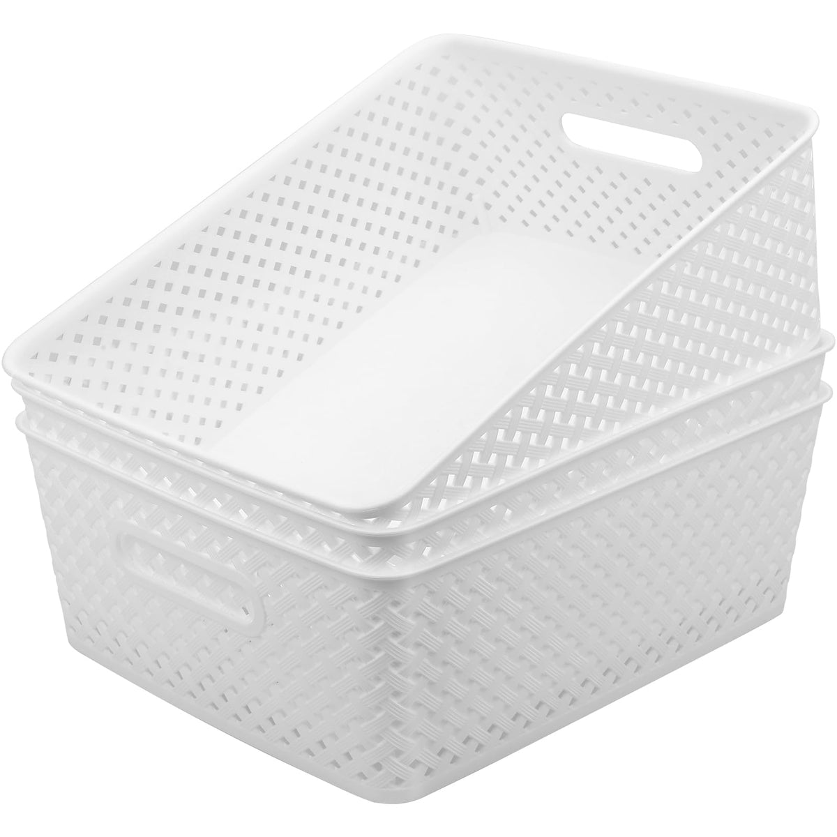 MaxGear organization bins 3-pack in white for tidy storage and easy access