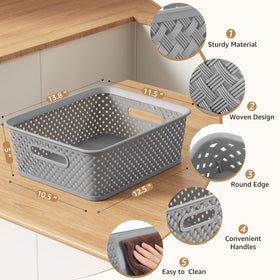 MaxGear plastic bins with handles in grey for easy transport