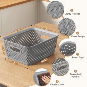 MaxGear plastic bins in three grey sizes help declutter spaces.