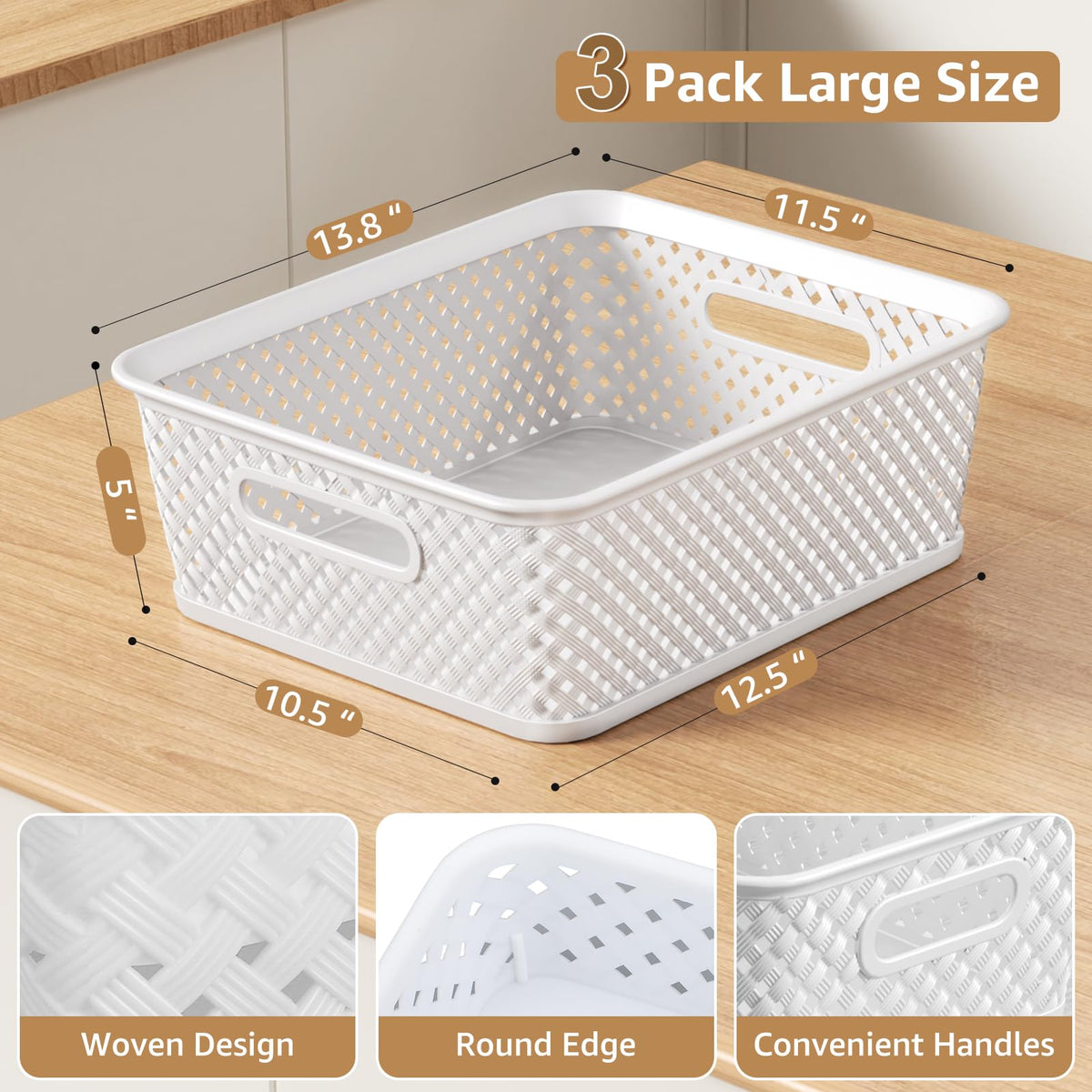 MaxGear white storage baskets help declutter closets and bedroom surfaces