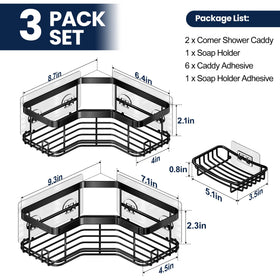 MAXIFFE corner storage fits small bathrooms and dorm showers.