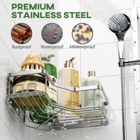MAXIFFE stainless steel finish resists humidity in a shower.
