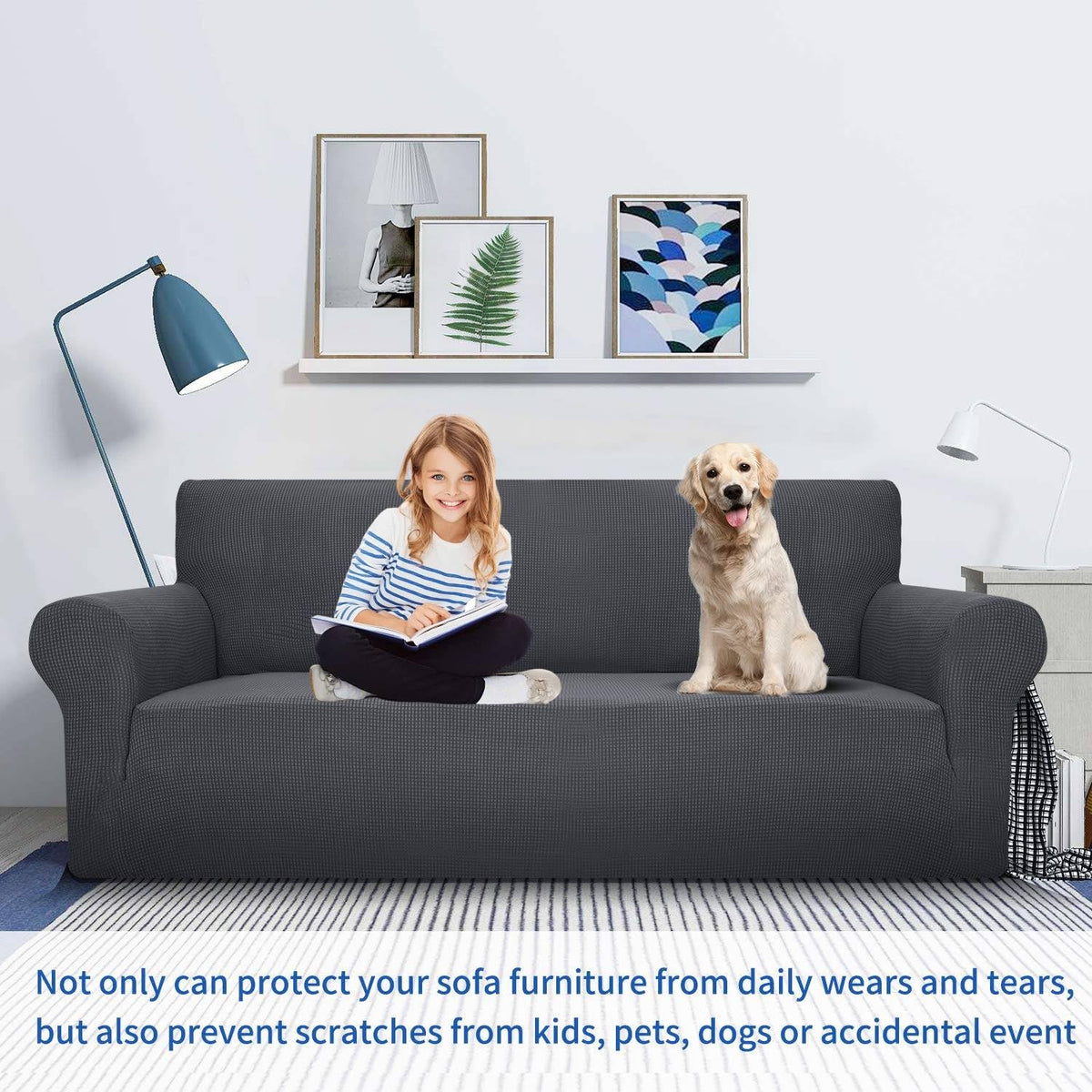 MAXIJIN elastic bottom-band secures the cover around the sofa base