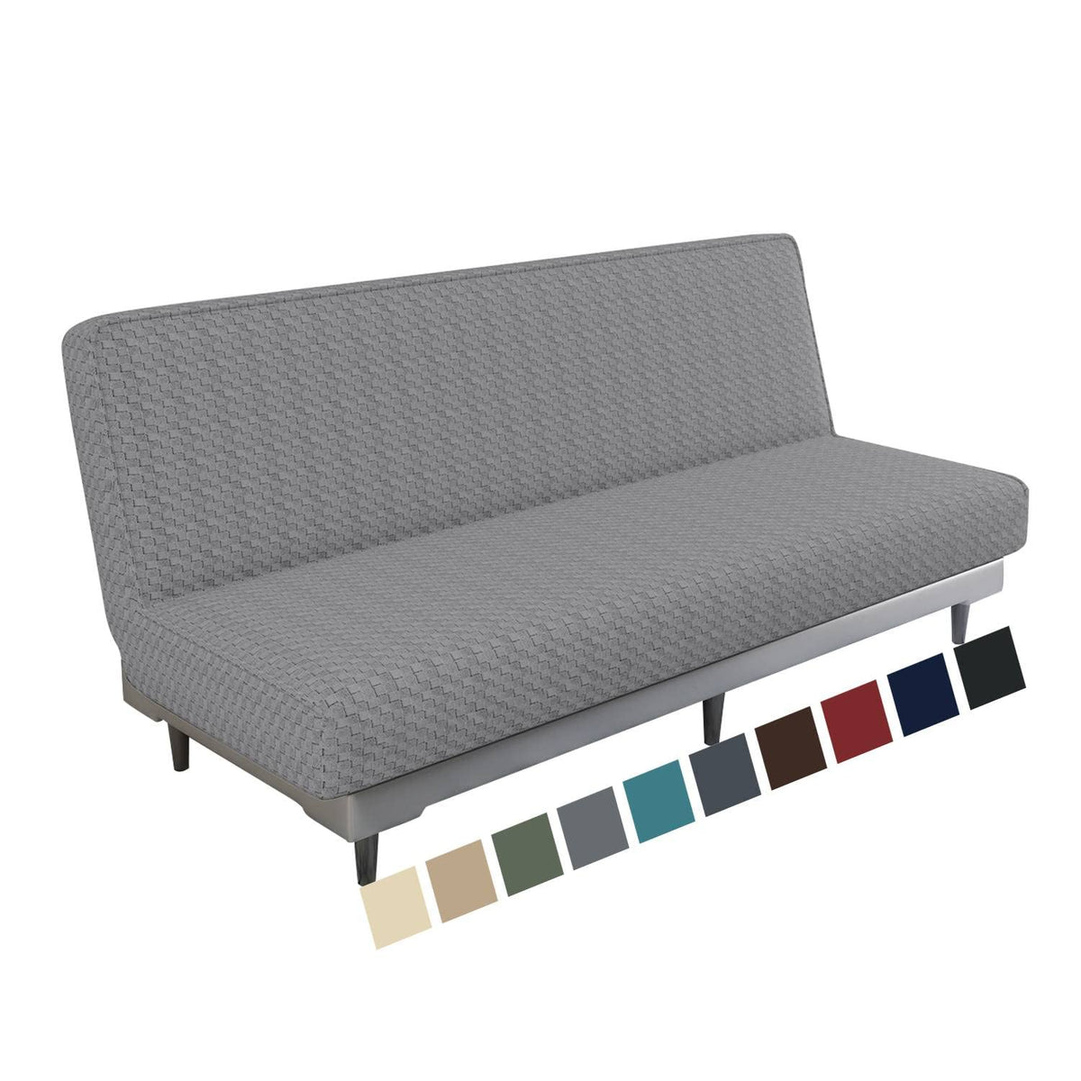 MAXIJIN Jacquard Futon Cover top view shows stretch fit for varied futon shapes