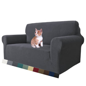 MAXIJIN stretch loveseat slipcover with anti-slip foam sticks for a tidy, secure fit.