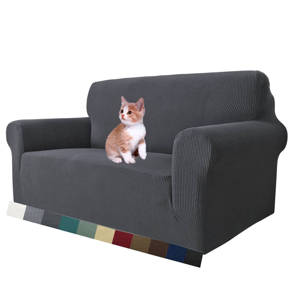 MAXIJIN stretch loveseat slipcover with anti-slip foam sticks for a tidy, secure fit.
