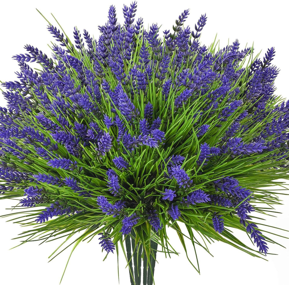 Maxkes lavender artificial flowers 24pcs for outdoor decor; weather-resistant.