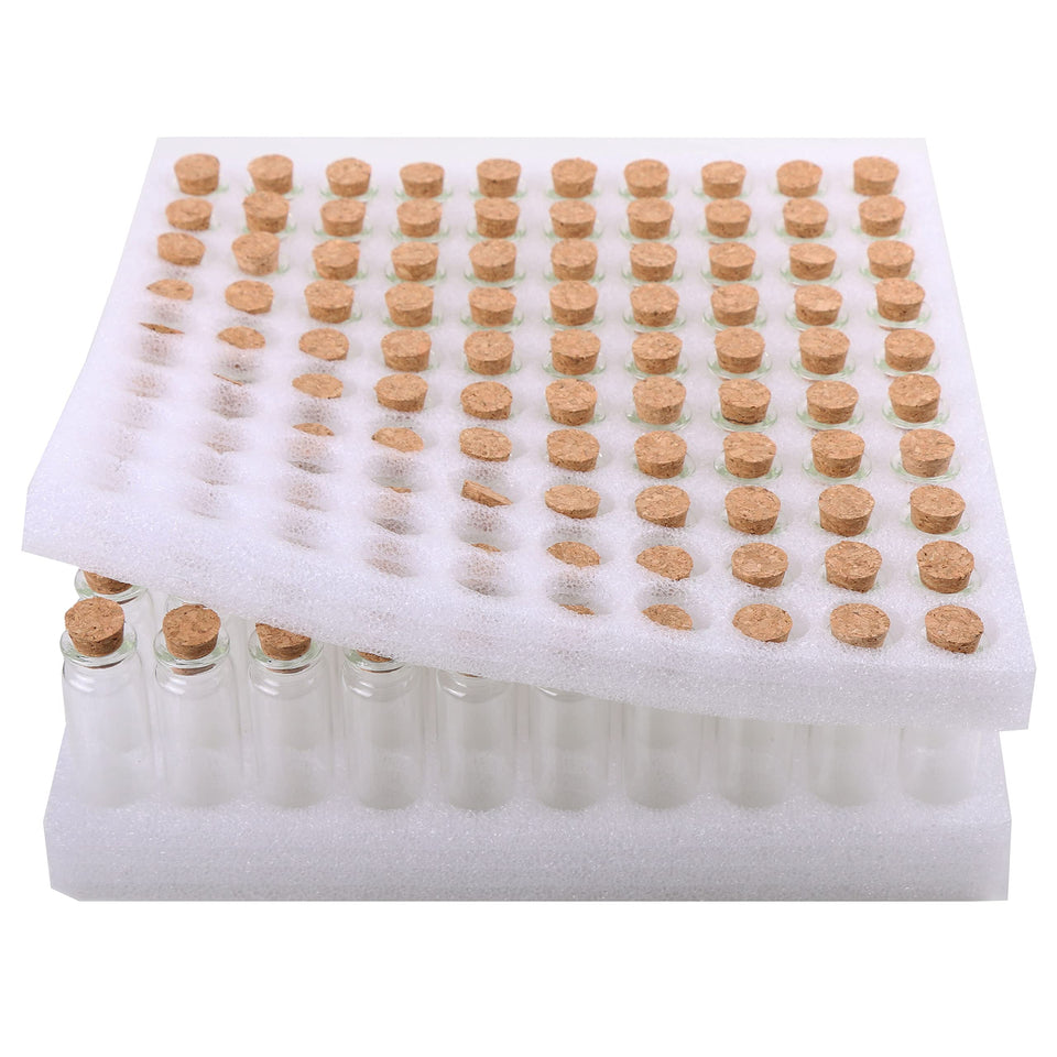 MaxMau 100 bulk 15ml glass bottles with cork stoppers for crafts and favors.