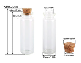 MaxMau 15ml clear glass bottle closeup showing compact size and cork stopper.