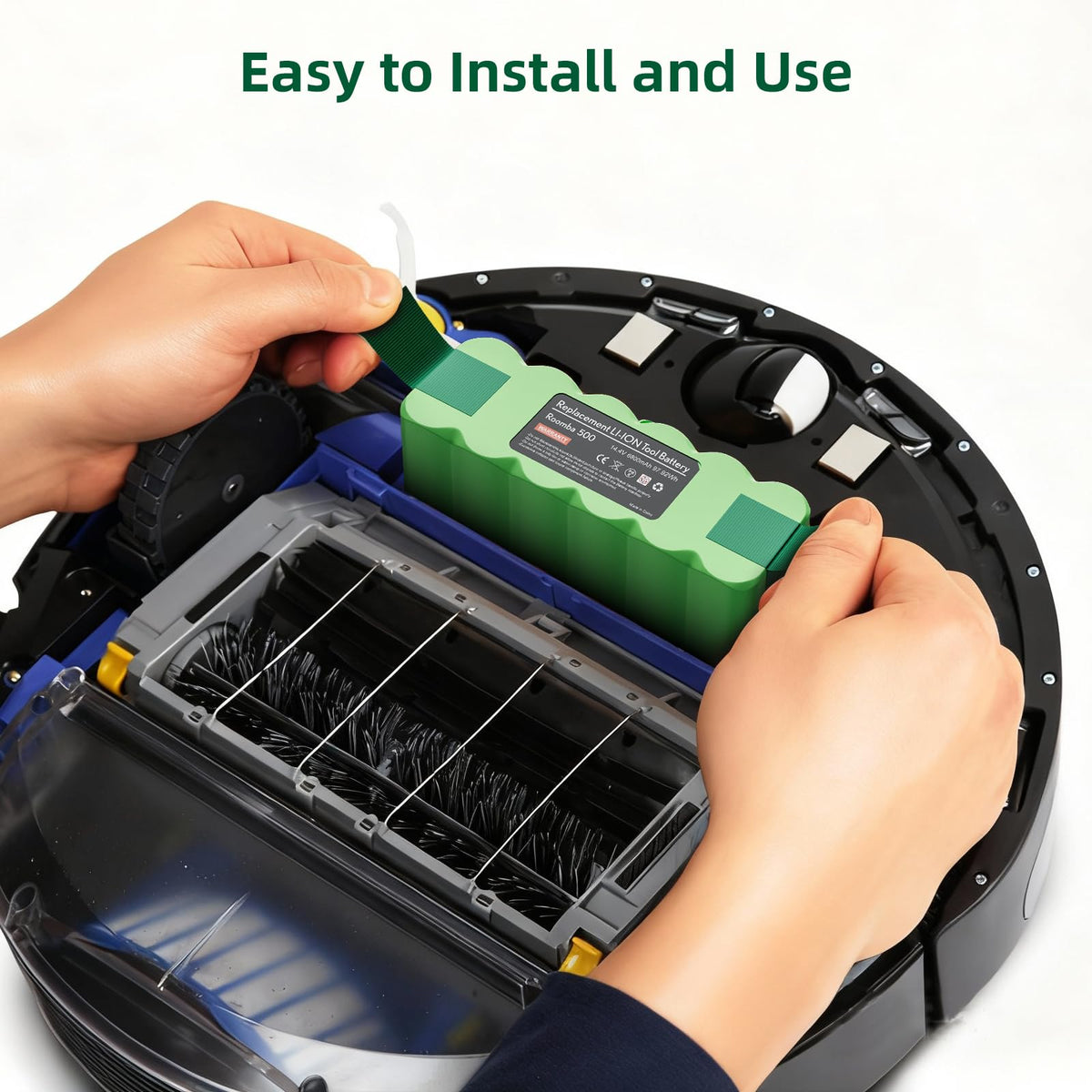 Easy installation and secure Roomba battery replacement fit