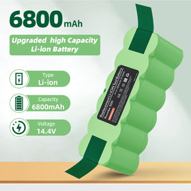 Maxofpowr long runtime 6800mAh Roomba battery reduces recharge frequency