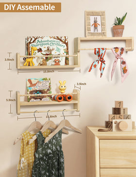 Maxpeuvon boho-style shelves ideal for toys and small plants in a kid’s room