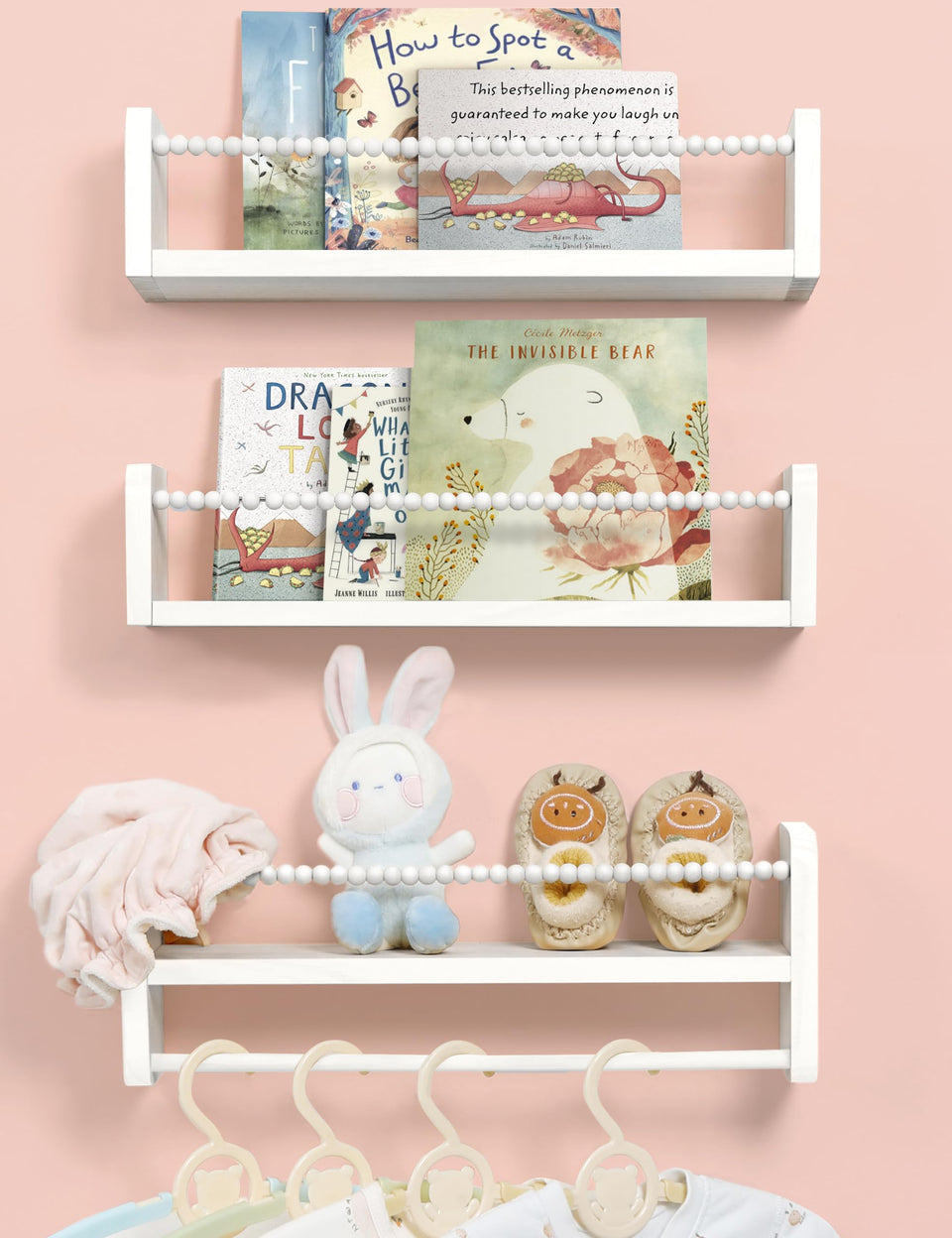 Maxpeuvon nursery bookshelves wall-mounted trio for tidy baby book storage