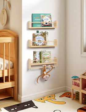 Maxpeuvon wall-mounted shelves with protective bead bar keeps small items secure