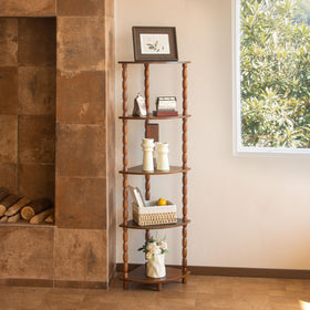 MaxSmeo corner shelf wood finish close-up highlights durable, easy-to-clean surface.