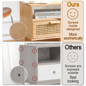 MaxSmeo Nightstand two-tier storage keeps essentials within easy reach.