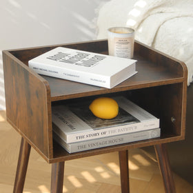 MaxSmeo Nightstand solid wood legs provide sturdy support and style.
