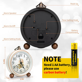 Maxspace Classic Vintage Clock battery-operated design uses a single AA for simple setup.
