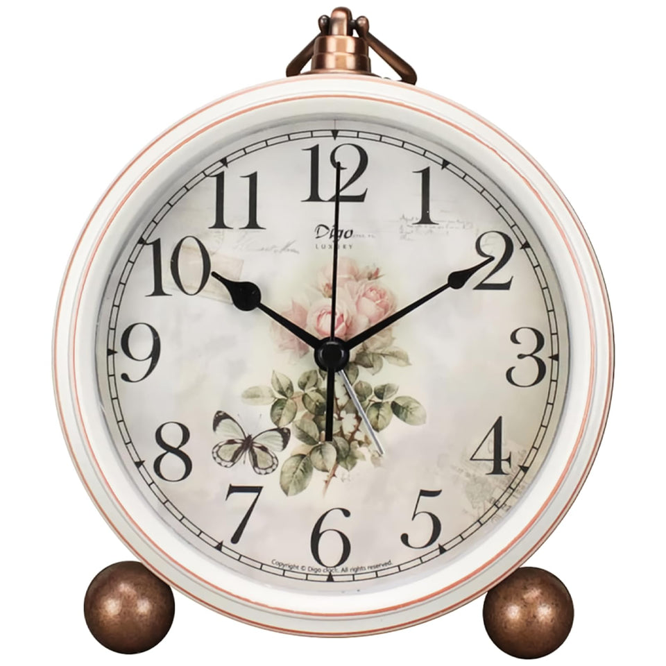 Maxspace Classic Vintage Clock, front view, blue distressed frame for elegant décor.