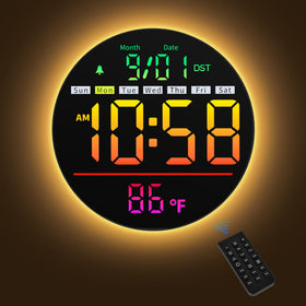 Maxstar 8-inch LED clock with remote control for easy setup in classrooms