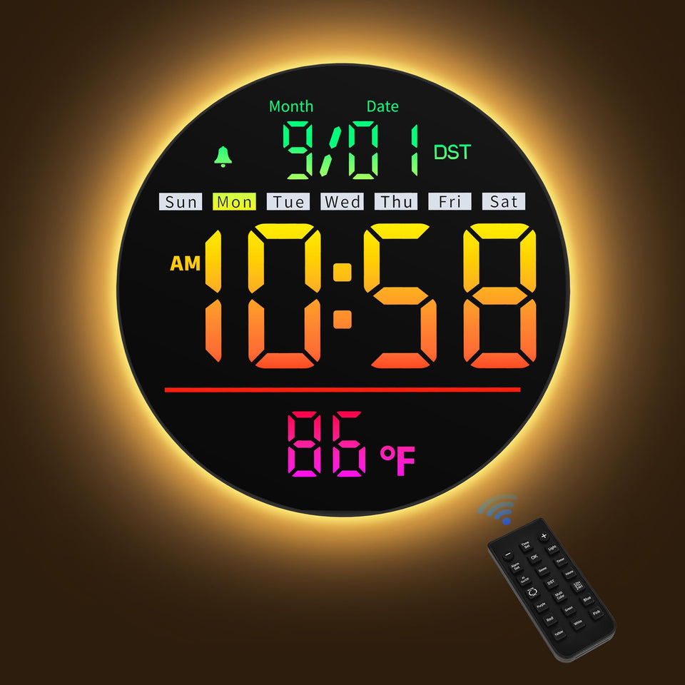 Maxstar 8-inch LED clock with remote control for easy setup in classrooms