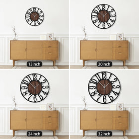 Maxstar battery-powered wall clock uses 1 AA battery; hooks included for quick hanging.