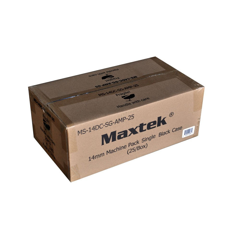 Maxtek black DVD case closeup highlights durable plastic texture for long-lasting use.