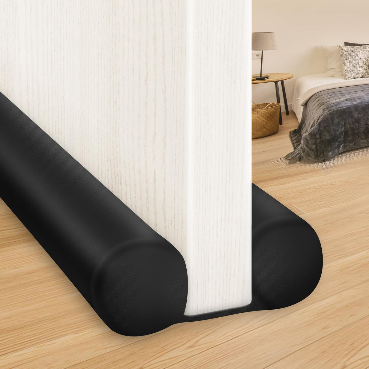 Maxtid large door draft stopper front view blocks cold air under the door
