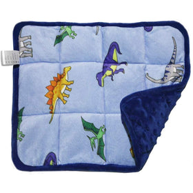MAXTID weighted lap pad blue dinosaur helps calm kids on the lap.