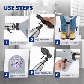 MaxxGeek Toilet Plunge Blaster ABS non-slip handle ensures secure grip.