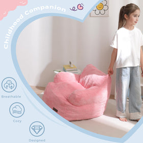 MAXYOYO bean bag chair pink fabric detail showing corded texture