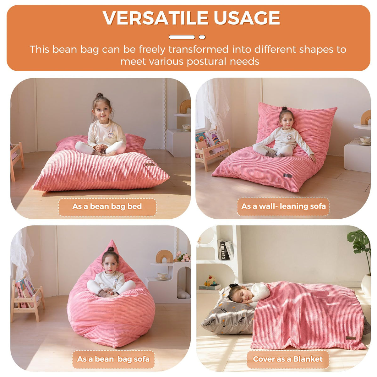 MAXYOYO bean bag floor mat used as reading nook for kids