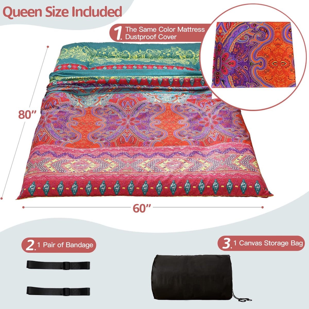 Camping and tatami style mat for versatile use outdoors or indoors
