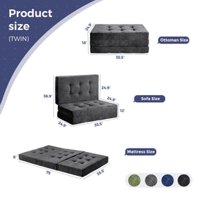 MAXYOYO folding sofa bed folded compact shows easy storage after use