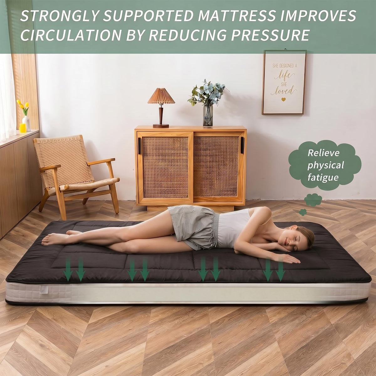 MAXYOYO Futon Mattress full size 54x80 offers spacious floor lounging.