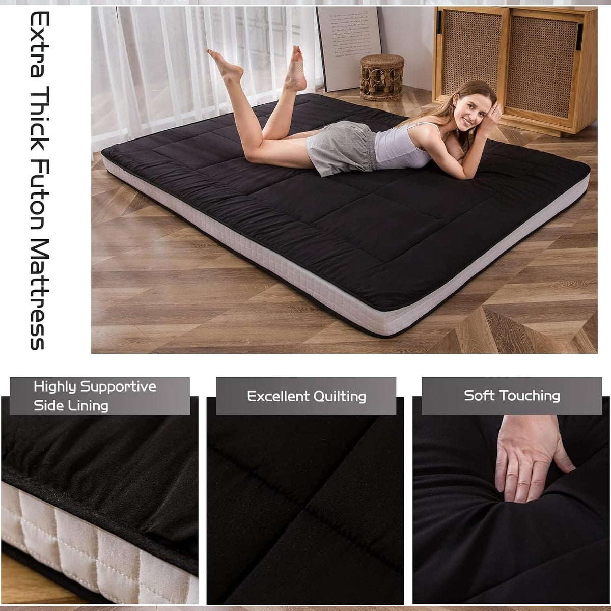 MAXYOYO Futon Mattress square quilting detail provides balanced support and cozy feel.