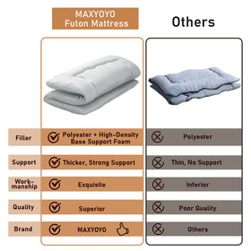 MAXYOYO Japanese floor mattress rolled lounge demonstrates flexible use for guests.