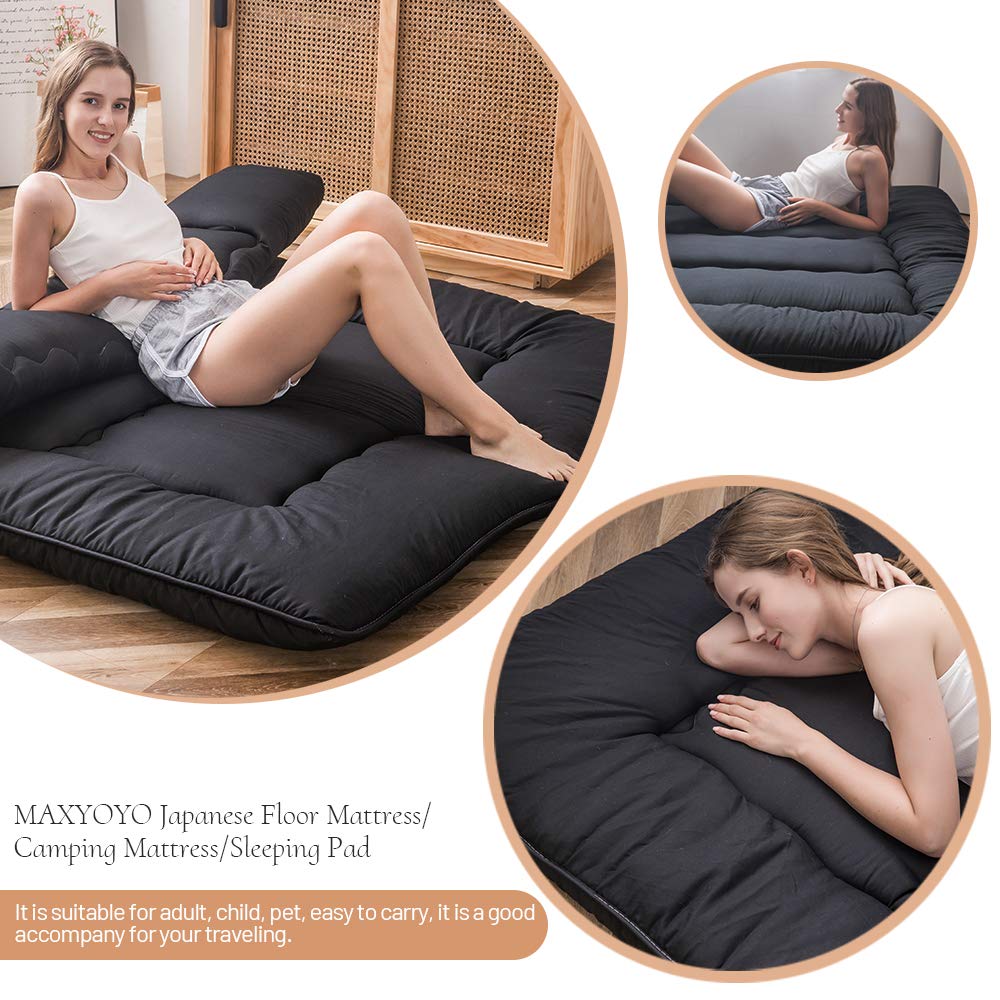 Tatami-style use showing MAXYOYO floor mattress in a living space.